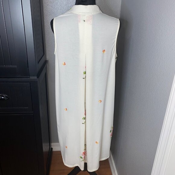 Figueroa & Flower Shirt Dress L Floral Embroidered Boho Resort Cottagecore Flowy - Picture 7 of 9